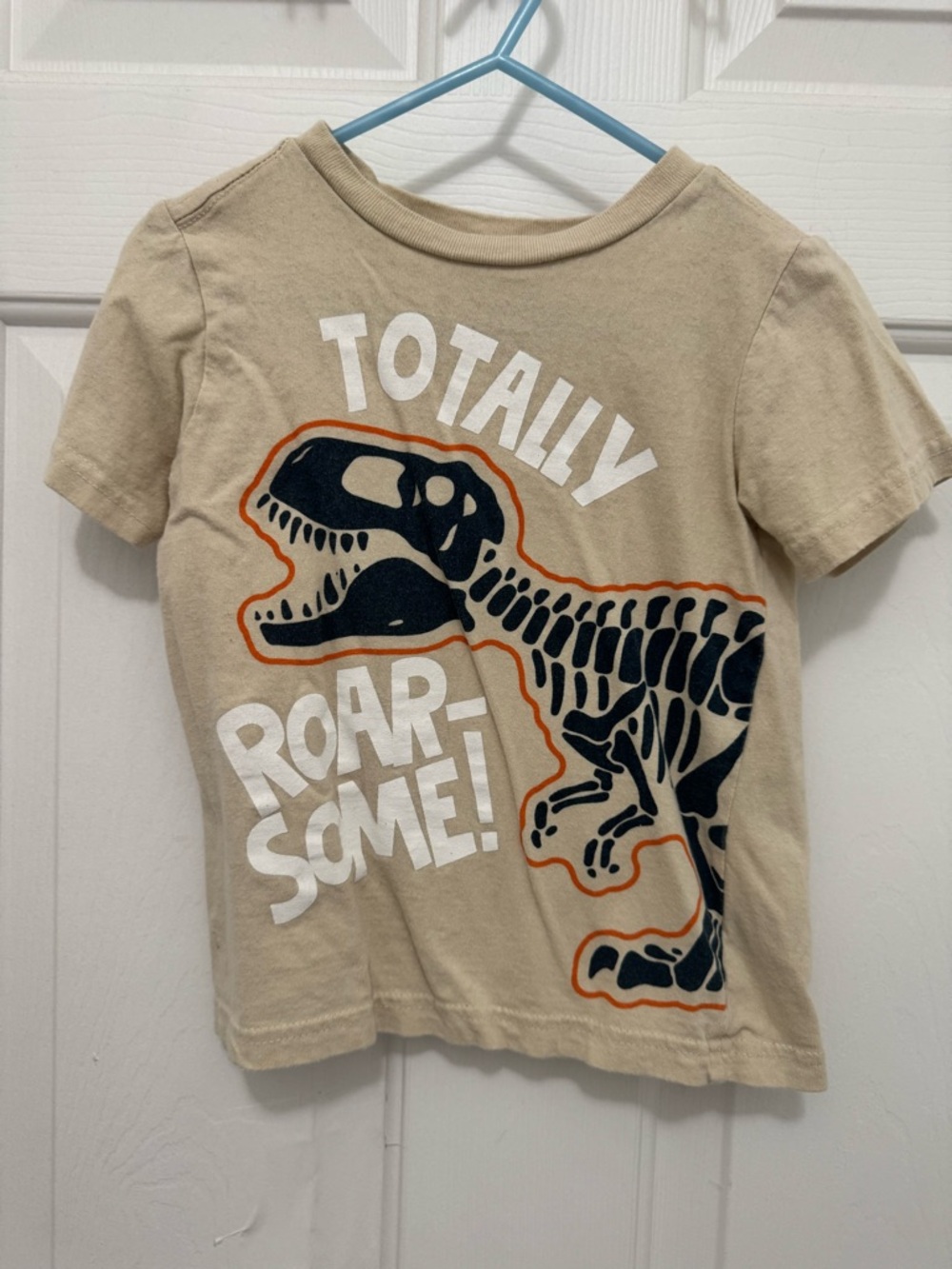 Kids Beige Dino Graphic Tee - Fun Roar-Some Print
